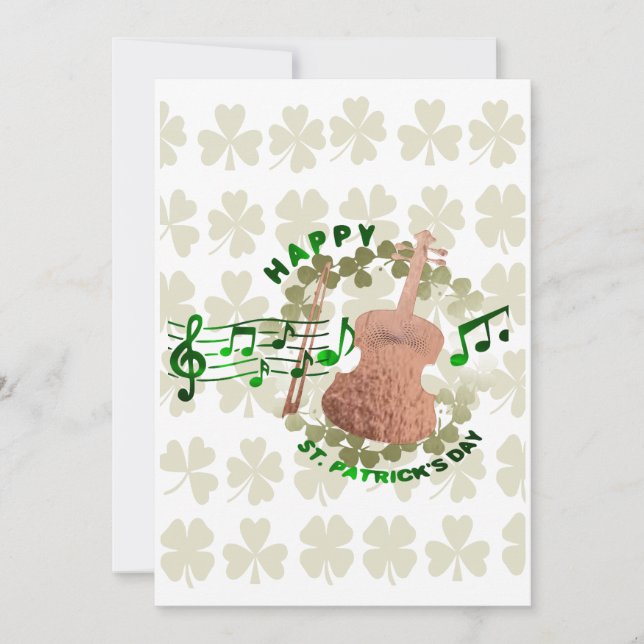 Violin St. Patrick's Day  Holiday Card (Front)