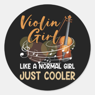 Violin String Instrument Violin Girl Like A Normal Classic Round Sticker