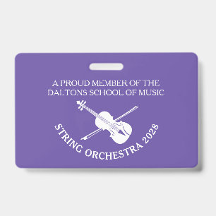 Violin strings orchestra personalised name badge ID badge