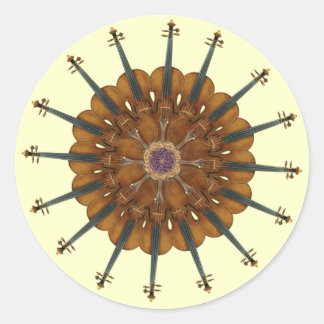 Violin Sunflower Classic Round Sticker