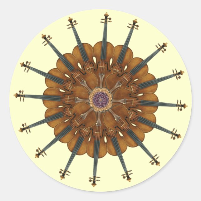 Violin Sunflower Classic Round Sticker (Front)