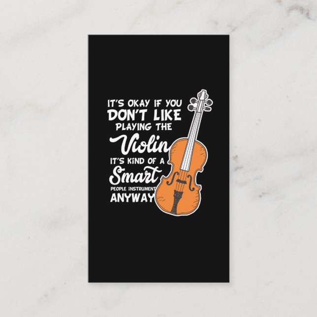 Violin T-Shirt - Funny Smart Violinist Violin Play Business Card (Front)