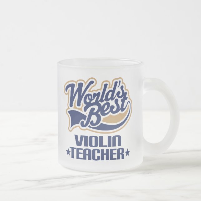 Violin Teacher Gift Frosted Glass Coffee Mug (Right)