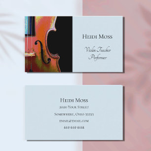 Violin Teacher Music Performer Blue  Business Card
