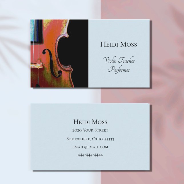 Violin Teacher Music Performer Blue  Business Card (Creator Uploaded)