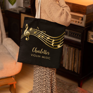 Violin Teacher&Student Gold Music Notes Chic Tote Bag