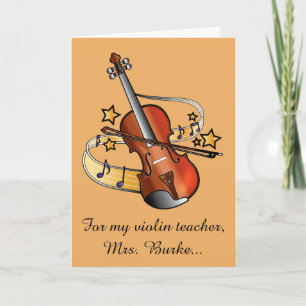 Violin Teacher Thank You Name Customisable Card
