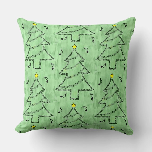  Violin Text Christmas Tree  Cushion (Front)