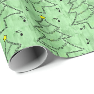 Violin Text Christmas Tree Wrapping Paper