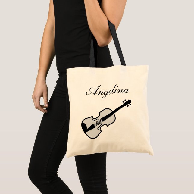 Violin tote bag for violinist or music teacher (Front (Product))