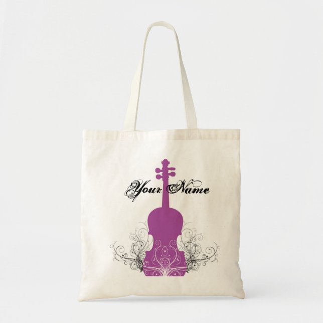 Violin Tote Magenta with Swirls Bag (Front)