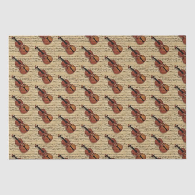 Violin Vintage Music  Tissue Paper (Front)