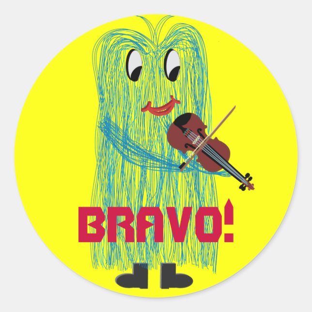 Violin & Viola - Get a Warm Fuzzy Feeling Classic Round Sticker (Front)