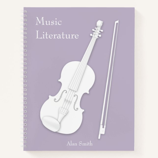 Violin & Viola Lavender Grey Custom Musical Notebook (Front)