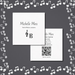 Violin Viola Music Lessons QR code Musical Square Business Card