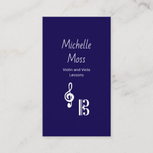 Violin Viola Music Lessons Simple Blue Business Card