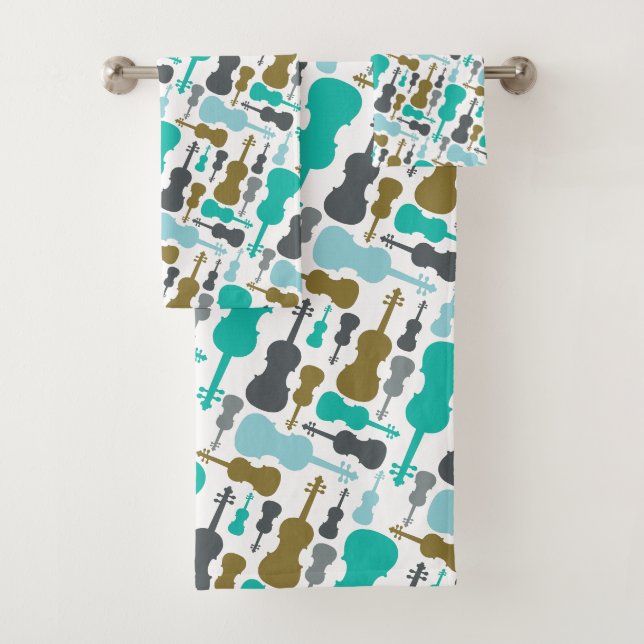 Violin Viola Player Gift Music Orchestra Themed Bath Towel Set (Insitu)