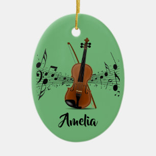 Violin Violinist Musical Notes Design Ceramic Tree Decoration