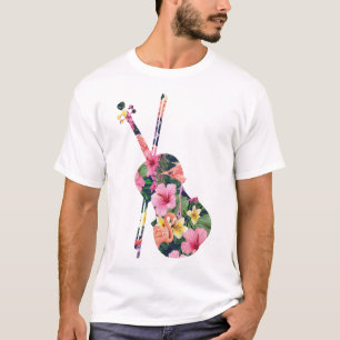 Violin Violinist Violin Tropical Flower Tropical T-Shirt