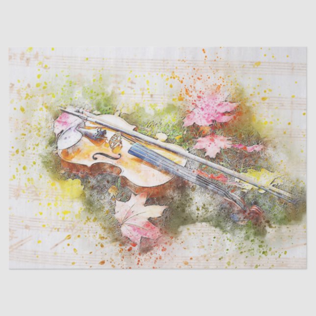 Violin Watercolor Decoupage Tissue Paper (Front)