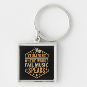 Violin - Where Words Fail Music Speaks Key Ring
