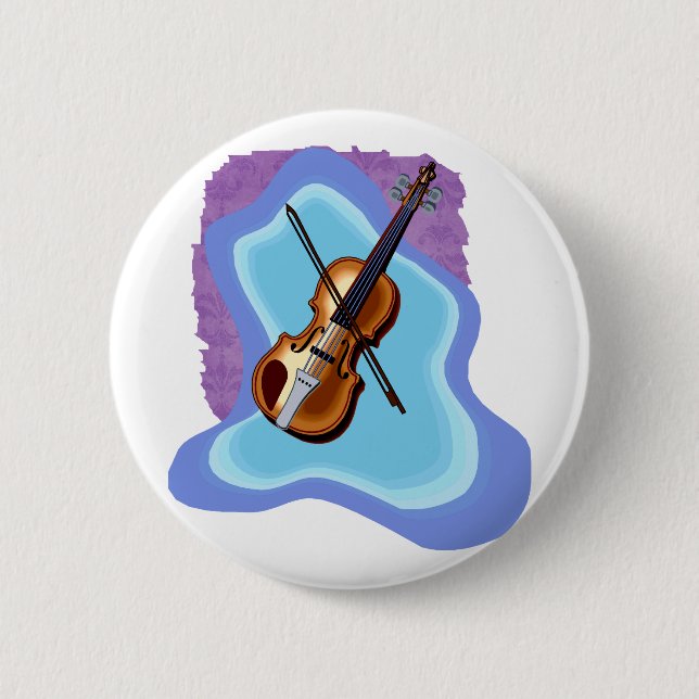 Violin with Blue background graphic image 6 Cm Round Badge (Front)