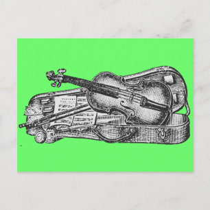 Violin with Case Postcard