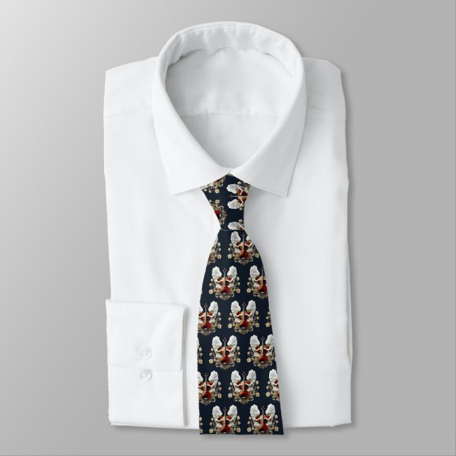 Violin with cherubs, tie (Tied)