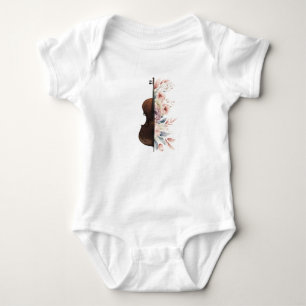 Violin with flowers. baby bodysuit