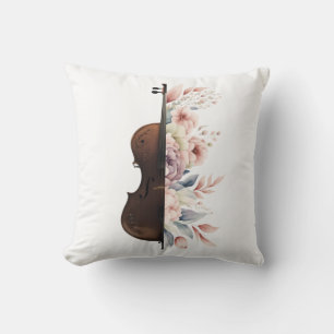 Violin with flowers. cushion