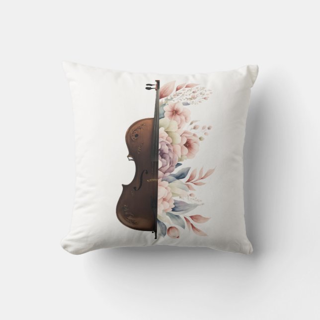 Violin with flowers. cushion (Front)