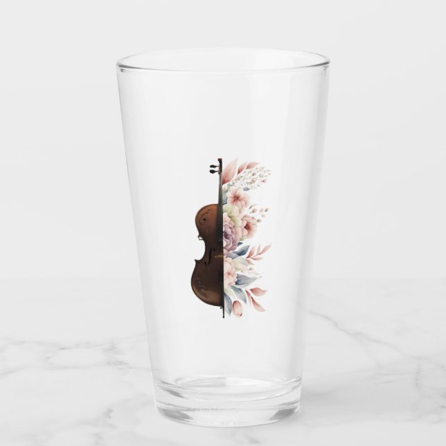 Violin with flowers. glass (Front)
