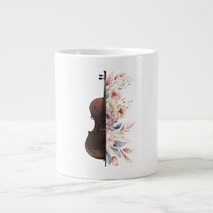 Violin with flowers. large coffee mug
