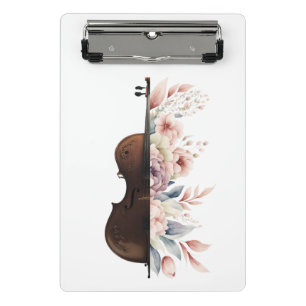 Violin with flowers. mini clipboard