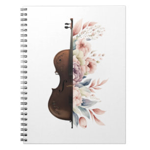 Violin with flowers. notebook