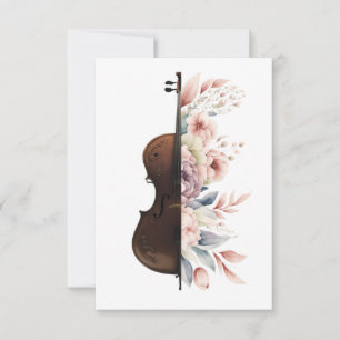Violin with flowers. RSVP card