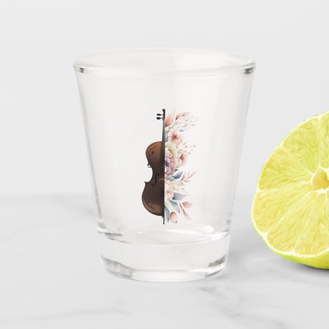Violin with flowers. shot glass (Front)