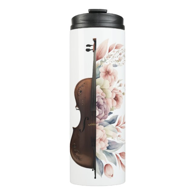 Violin with flowers. thermal tumbler (Front)