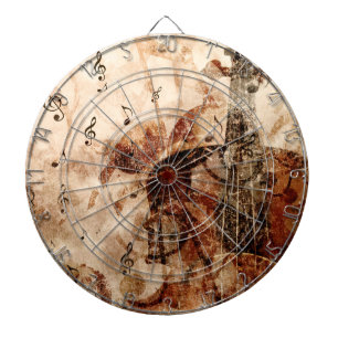 Violin with music notes vintage music illustration dartboard
