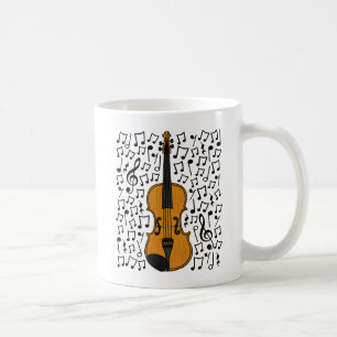 Violin With Musical Notes, Violinist Music Teacher Coffee Mug