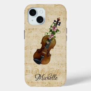 Violin with Sheet Music Personalised Violinist iPhone 15 Case