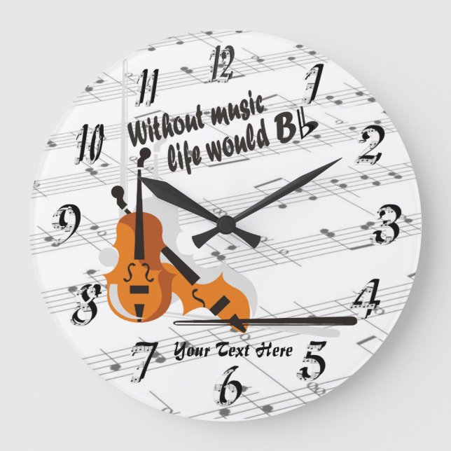 Violin - Without Music Life Would B Flat Clock (Front)