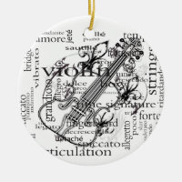violin word cloud ornament