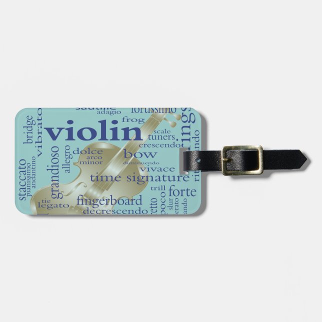 Violin Words Luggage Tag (Front Horizontal)