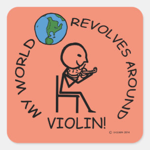 Violin - World Revolves Around Square Sticker