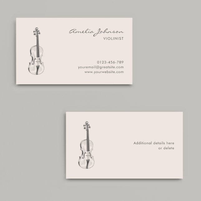 Violinist Blush Pink Elegant Script Music Teacher Business Card (Creator Uploaded)