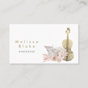 violinist boho pampas grass business card