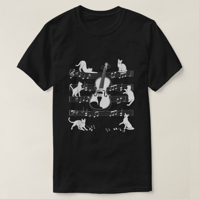 Violinist Cats for Cat loving Violin player  T-Shirt (Design Front)