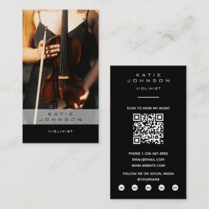 Violinist Cello Musician Photo QR Code Business Card