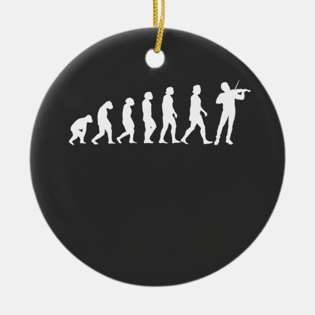Violinist Evolution Ceramic Tree Decoration (Front)